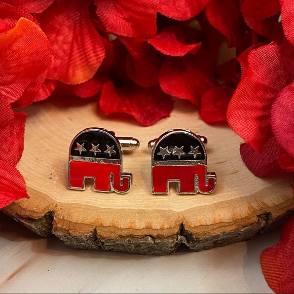 Republican U.S.A. GOP Elephant Cufflinks - Picture 3 of 15